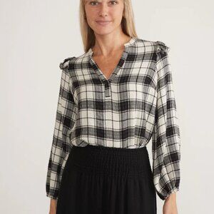 Marine Layer Jamie Ruffle Long Sleeve Top L